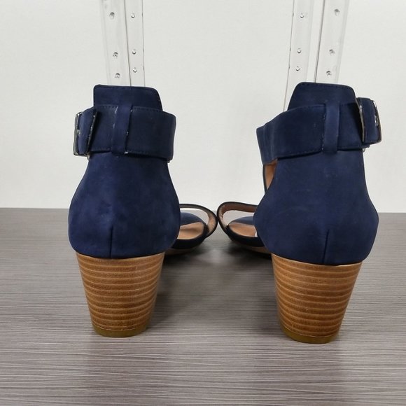 Halogen Criss Cross Strap Block Heel Sandals, Navy Suede, Womens Size 11 M - Picture 5 of 13